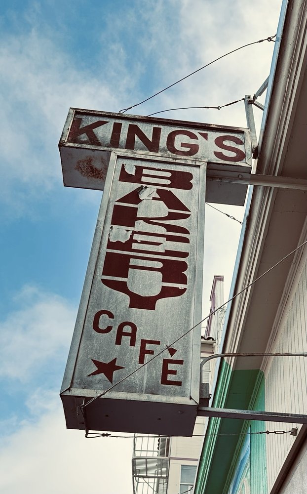 Kings Bakery Cafe’s vintage red and white sign on Mission Street